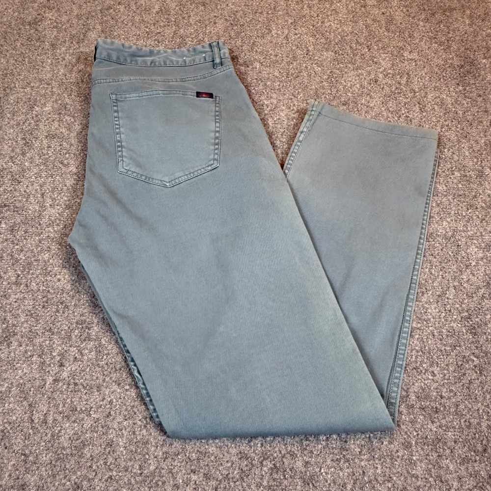 Faherty Brand Mens 5-Pocket Stretch Twill Pants Dusty Blue Green Size 35